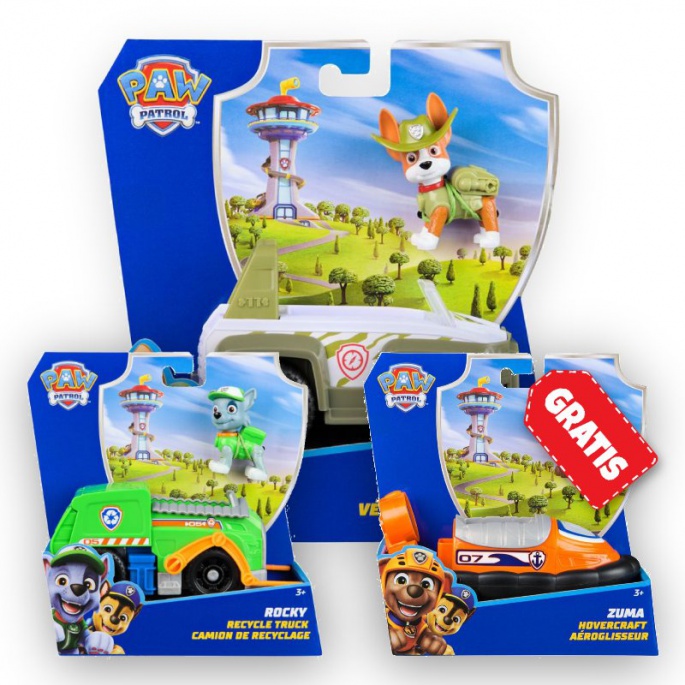 AKTION: Paw Patrol Grundfahrzeuge Tracker + Rocky + Zuma GRATIS