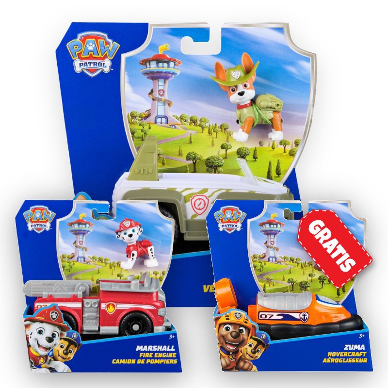AKTION: Paw Patrol Grundfahrzeuge Tracker + Marshall + Zuma GRATIS