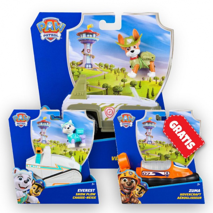 AKTION: Paw Patrol Basisfahrzeuge Tracker + Everest + Zuma GRATIS