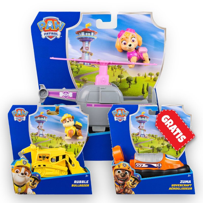 AKTION: Paw Patrol Basisfahrzeuge Skye + Rubble + Zuma KOSTENLOS