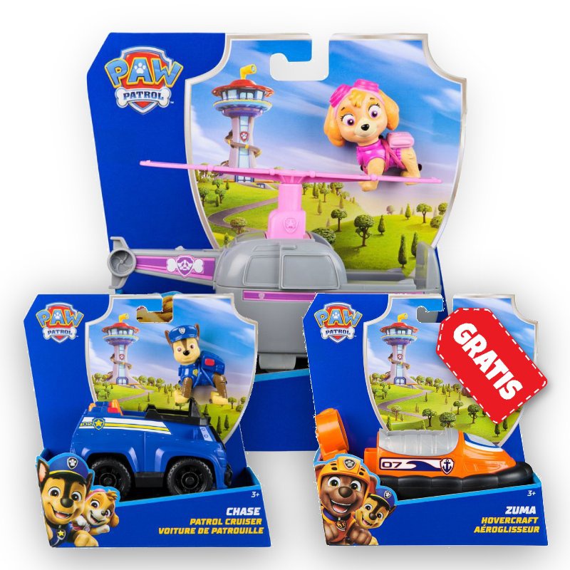 AKTION: Paw Patrol Basisfahrzeuge Skye + Chase + Zuma GRATIS