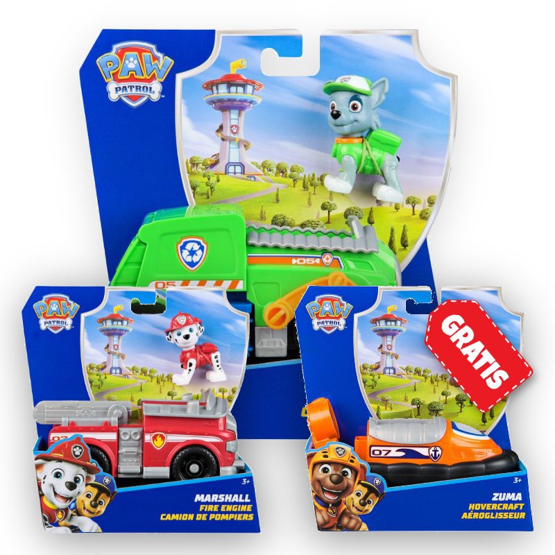 AKTION: Paw Patrol Grundfahrzeuge Rocky + Marshall + Zuma KOSTENLOS