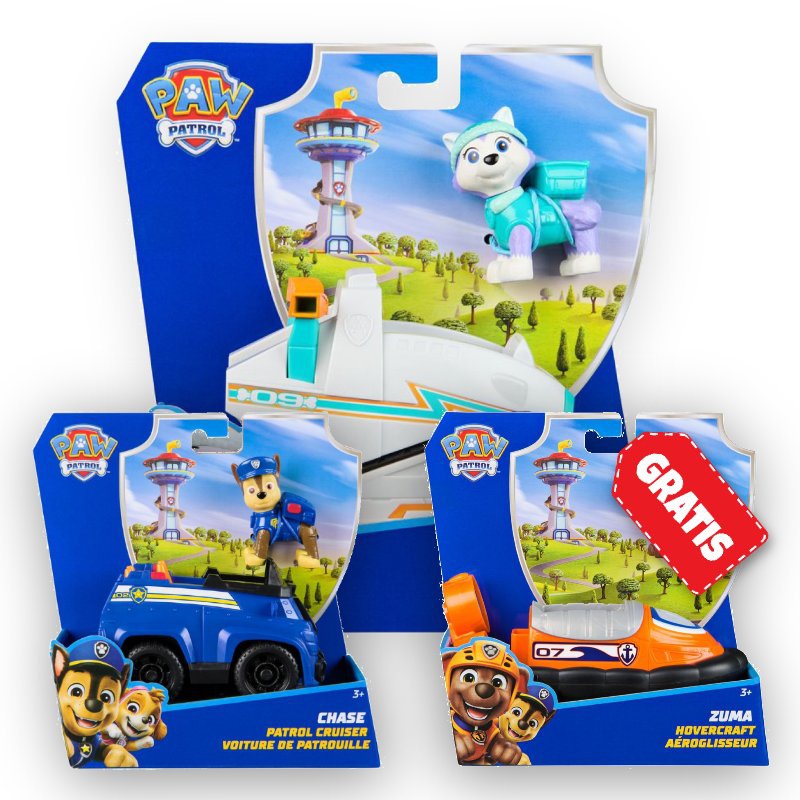 AKTION: Paw Patrol Basisspielzeuge Everest + Chase + Zuma GRATIS