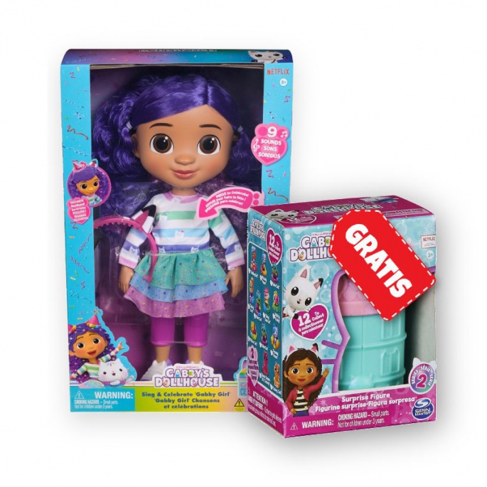 Aktion 1+1 Gabby Haus interaktive Puppe mit Geräuschen + Figur Gábi im Haus GRATIS