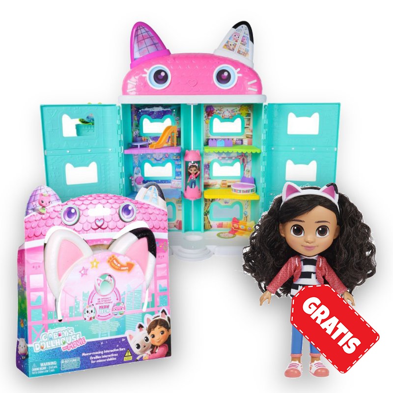 AKTION: Gabby’s Dollhouse großes Haus aus dem Film + Öhrchen mit Effekten + Kamm-Puppe GRATIS
