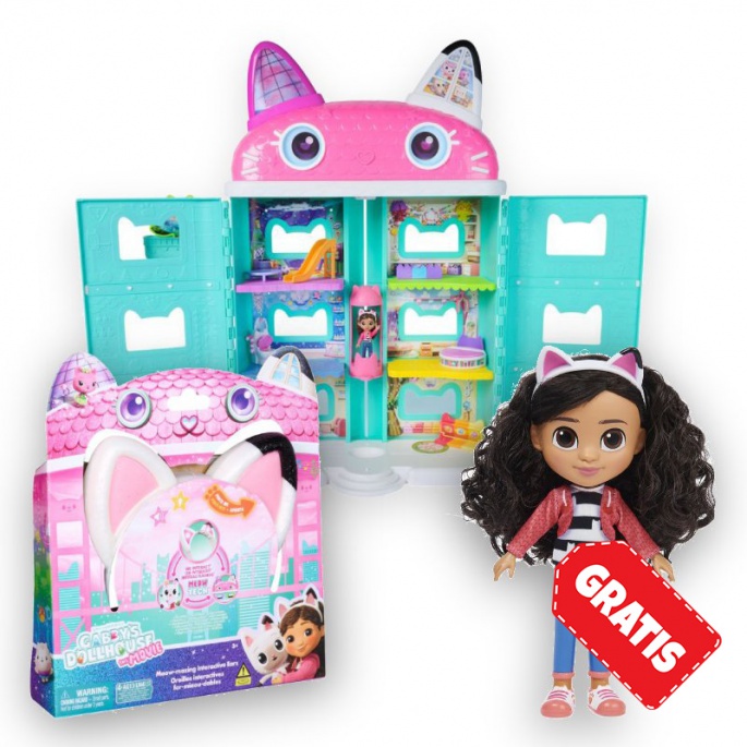 AKTION: Gabby’s Dollhouse großes Haus aus dem Film + Öhrchen mit Effekten + Kamm-Puppe GRATIS