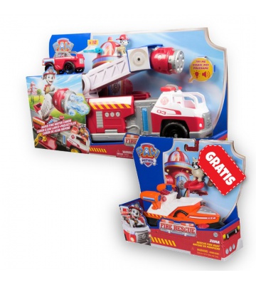 Vorteilspaket: Paw Patrol Fire Rescue großes interaktives Löschfahrzeug + Zuma Fahrzeug