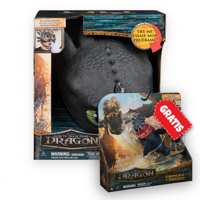 Sparset: Drachenzähmen leicht gemacht Maske von Bezzubka mit Geräuschen und Lichtern + Gronckel und Fischbein