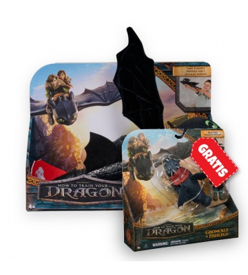 Vorteilspaket: Drachenzähmen leicht gemacht Plüschfigur Ohnezahn umarmend + Gronckel und Fischbein