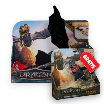 Vorteilspaket: Drachenzähmen leicht gemacht Plüschfigur Ohnezahn umarmend + Gronckel und Fischbein