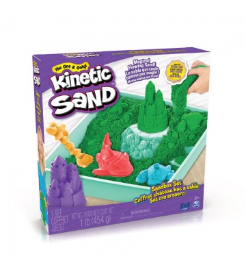 Kinetic Sand Box mit flüssigem Sand und grüner Unterlage