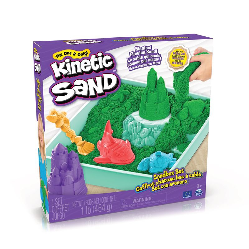 Kinetic Sand Box mit flüssigem Sand und grüner Unterlage