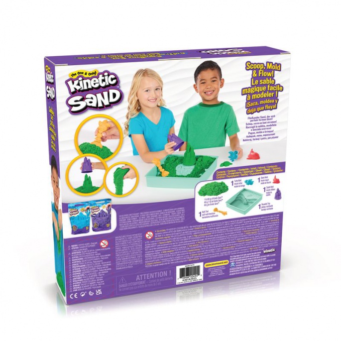 Kinetic Sand Box mit flüssigem Sand und grüner Unterlage