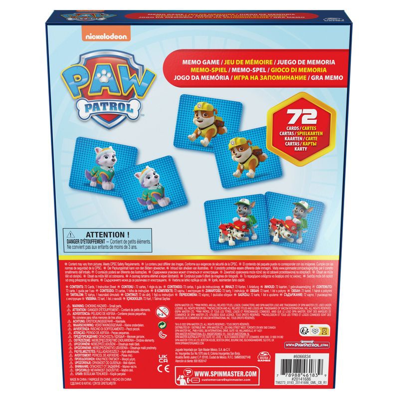 Spin Master Games PAW Patrol Memory 72 Karten