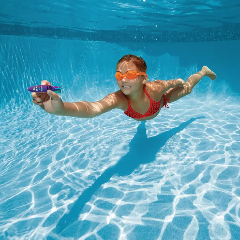 Klare Farben für leichte Orientierung unter der Wasseroberfläche des Pools.