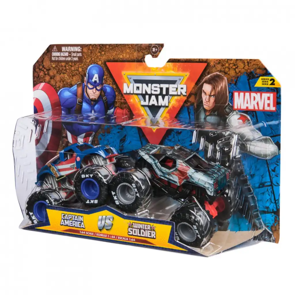 Entfessle unglaubliche Action mit den legendären Marvel Monster Trucks.