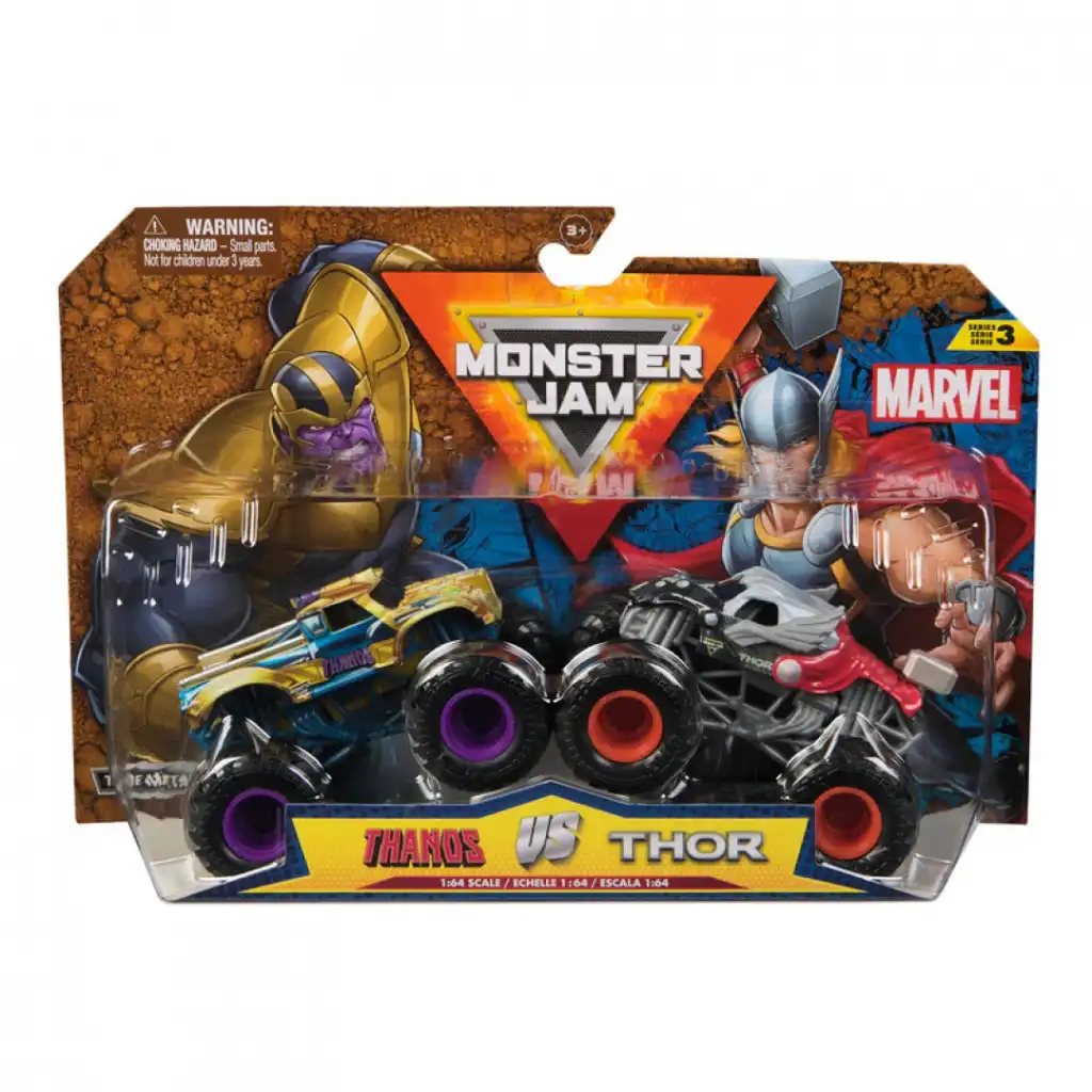 Präzise Details und metallische Robustheit der Thanos- und Thor-Trucks.