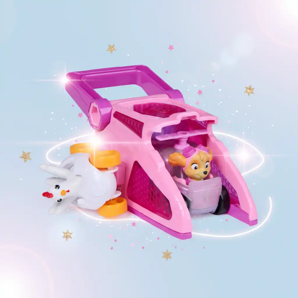 Detaillierte Verarbeitung des Abschussmechanismus und der Rennwagen von Skye.