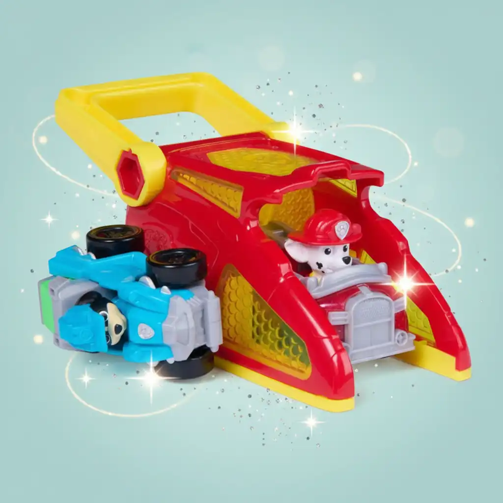 Förderung der kindlichen Motor durch spielerischen Umgang mit dem Abschussgerät.