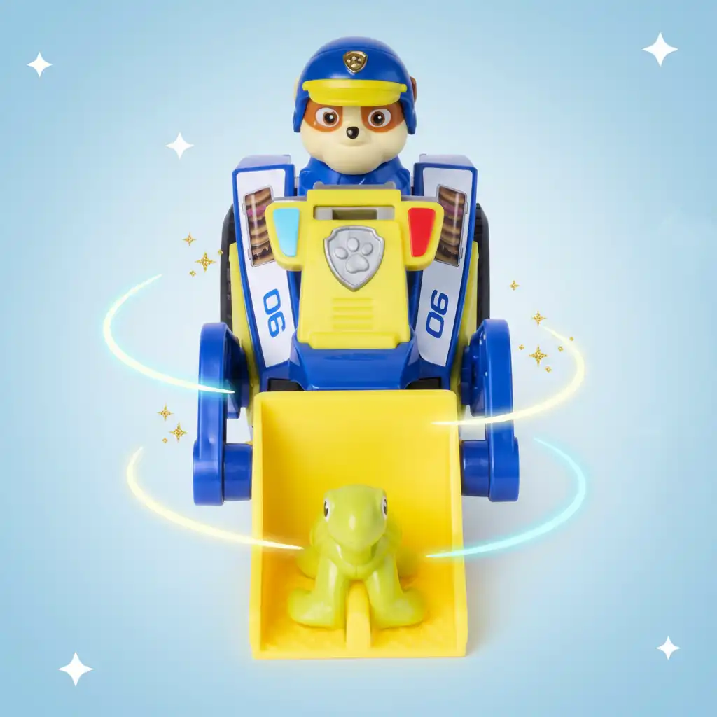 Entdecke neue Spielmöglichkeiten mit dem Aufzieh-Bulldozer.