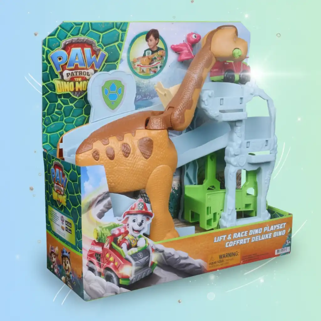 Rase die Rampe hinunter und rette den Dinosaurier mit Paw Patrol.