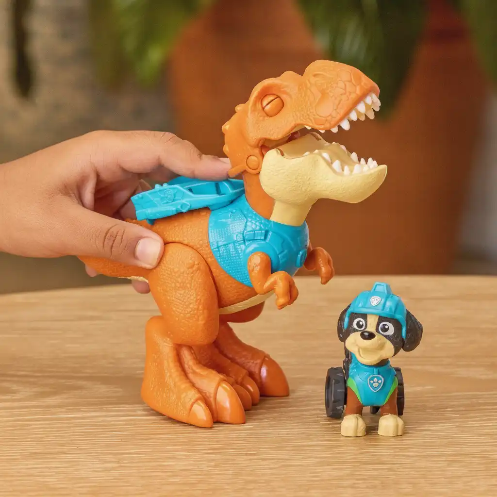 Realistisches Dino-Brüllen, ausgelöst durch einfaches Drücken auf den Kopf.